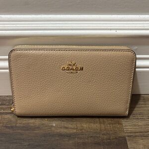 Coach Tan Leather Zip Wallet